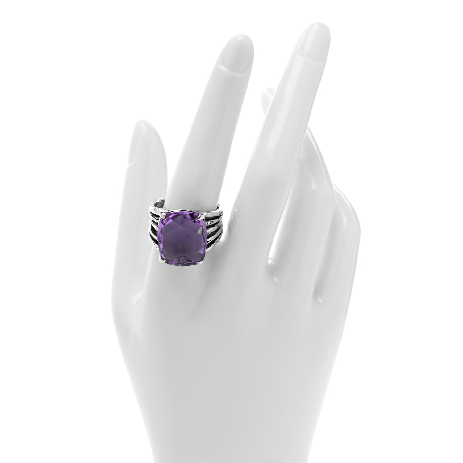 John Hardy Sterling Silver Amethyst Bamboo Ring 61 9.5 2 of 4