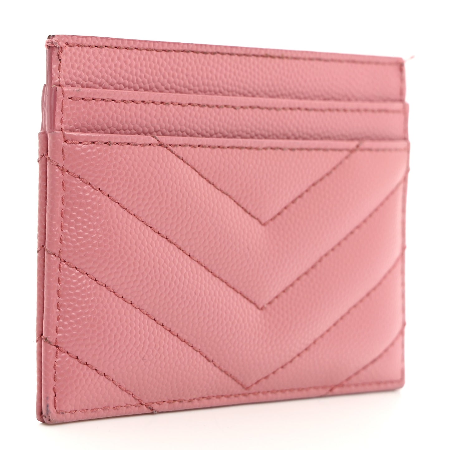 Grain De Poudre Matelasse Chevron Monogram Credit Card Case Dark Rose