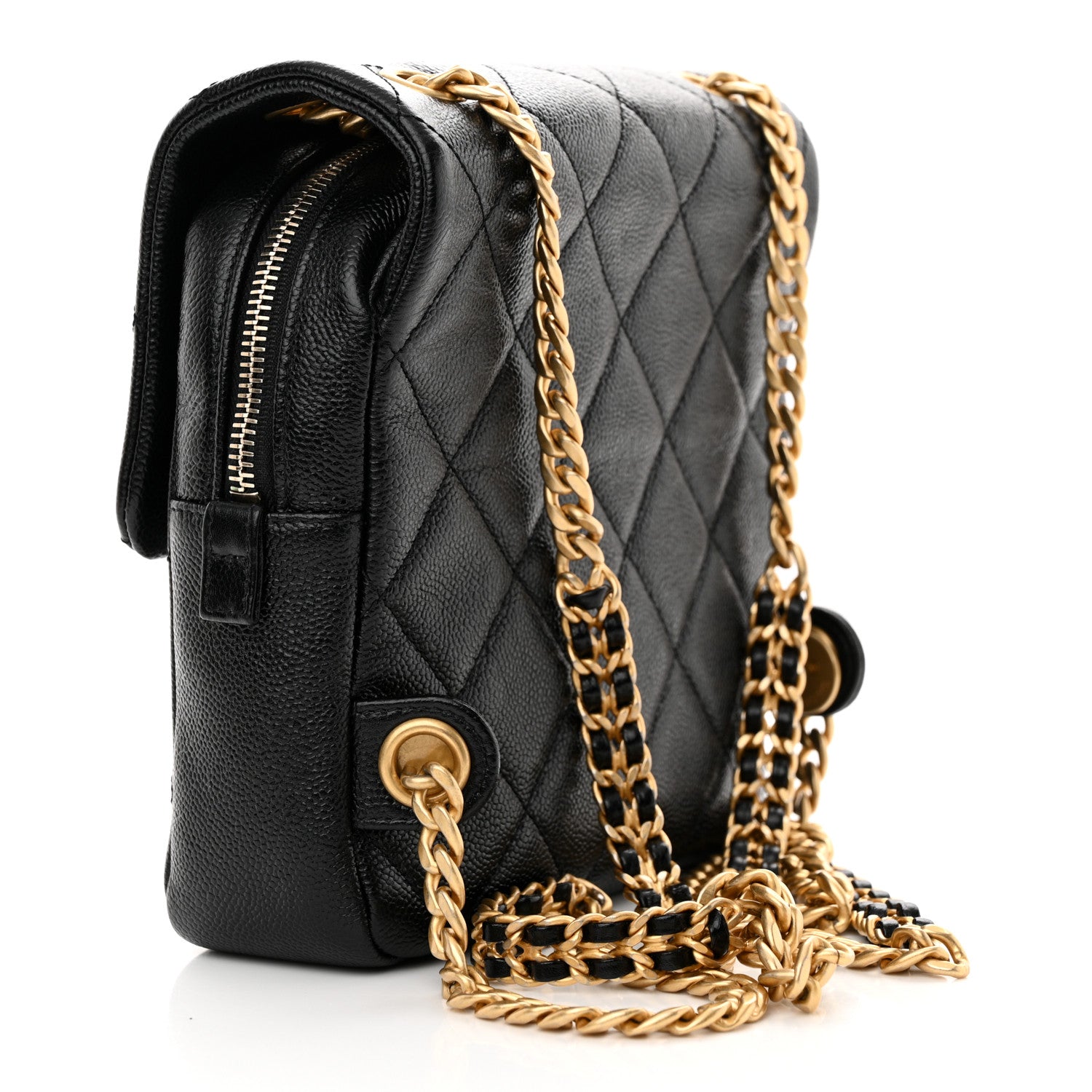 Chanel Shiny Caviar Quilted Chain Melody Backpack Black 3 of 11
