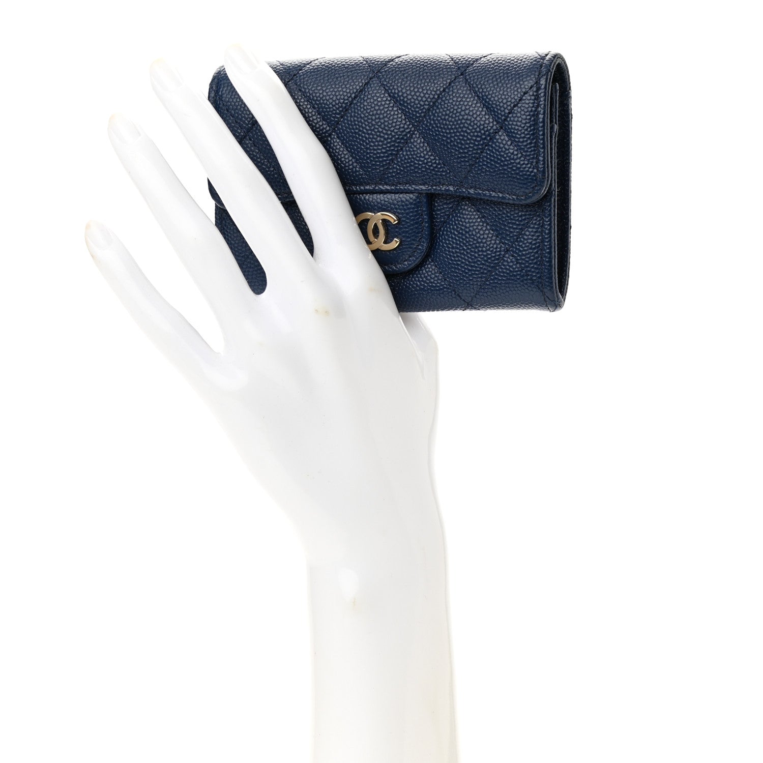 Chanel Caviar Quilted Flap Card Holder Navy Blue 2 of 9