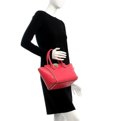 Valentino Garavani Vitello Small Rockstud Double Handle Tote Raspberry 3 of 8