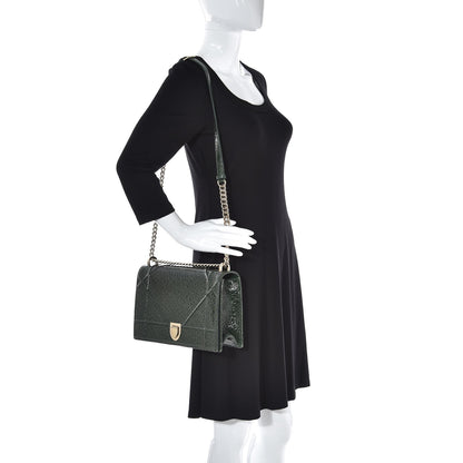 Christian Dior Ceramic Effect Deerskin Large Diorama Flap Bag Malachite Green 2 of 7