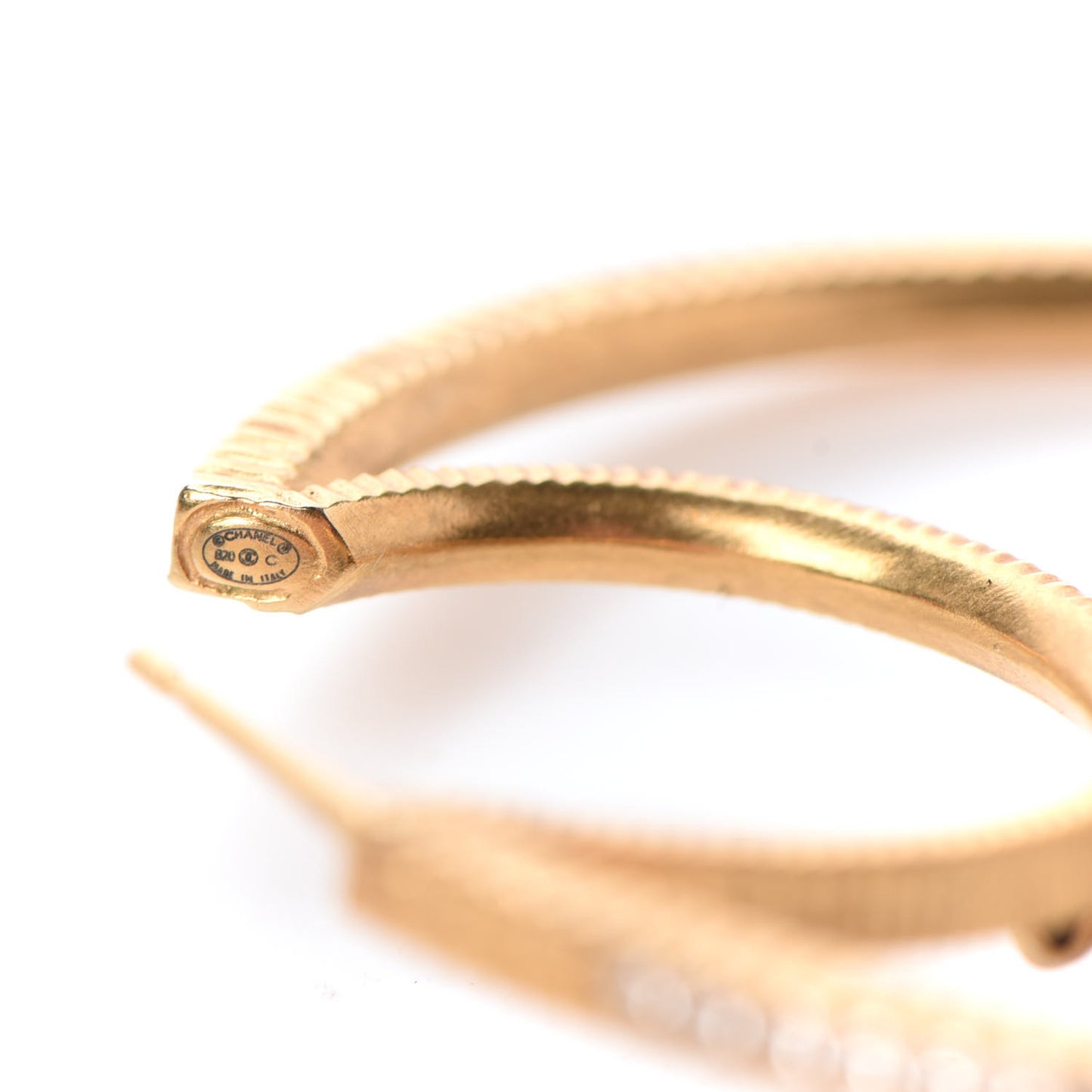 Crystal CC Drop Hoop Earrings Gold