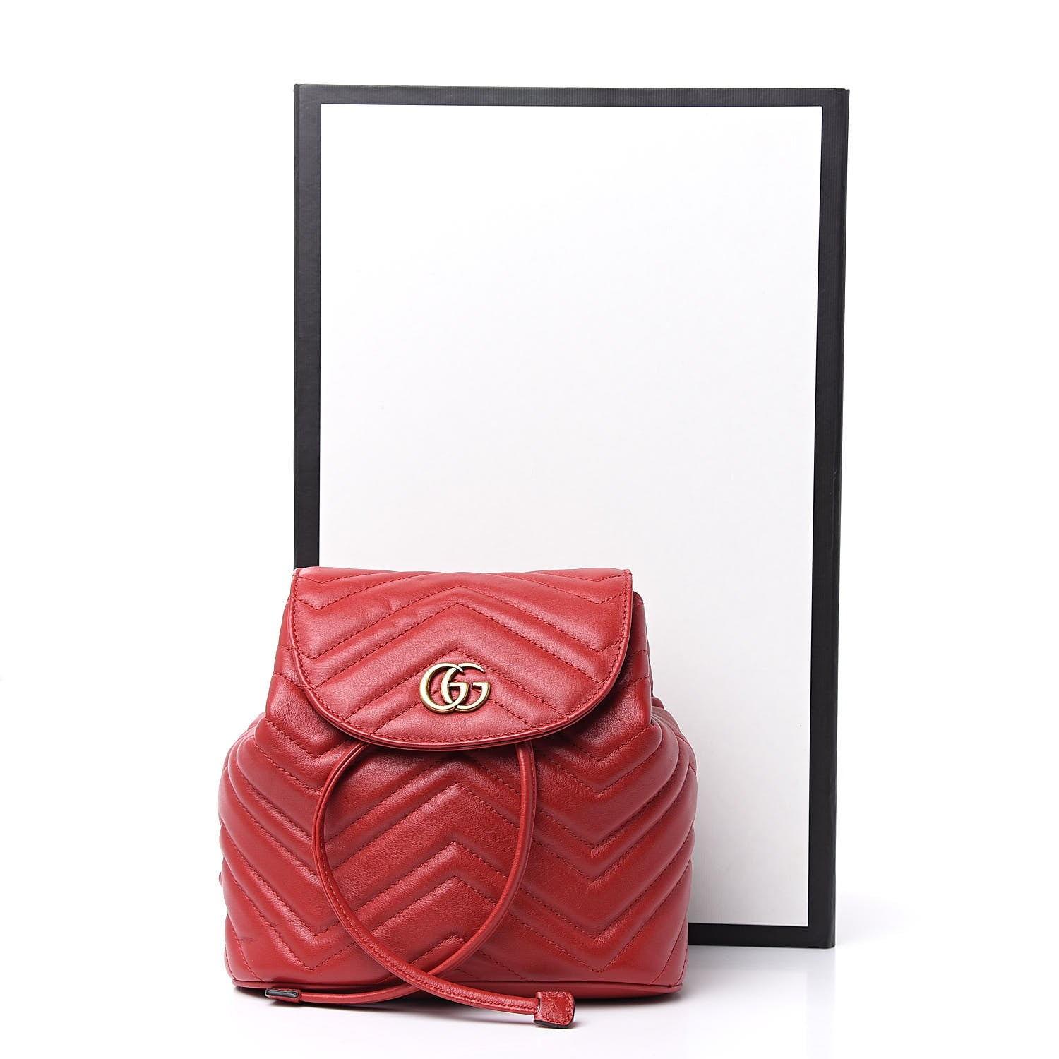 Gucci Calfskin Matelasse GG Marmont Flap Backpack Hibiscus Red 10 of 10