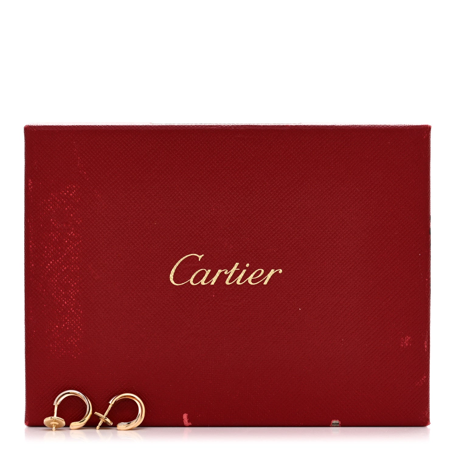 Cartier 18K Pink Yellow White Gold Small Trinity Hoop Earrings 5 of 5