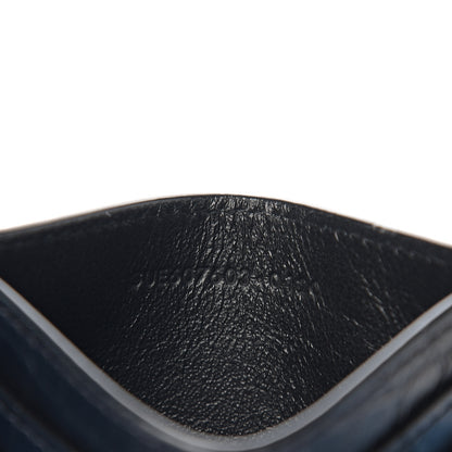 Saint Laurent Calfskin Crocodile Embossed Monogram Tiny Cassandra Credit Card Case Black 6 of 7