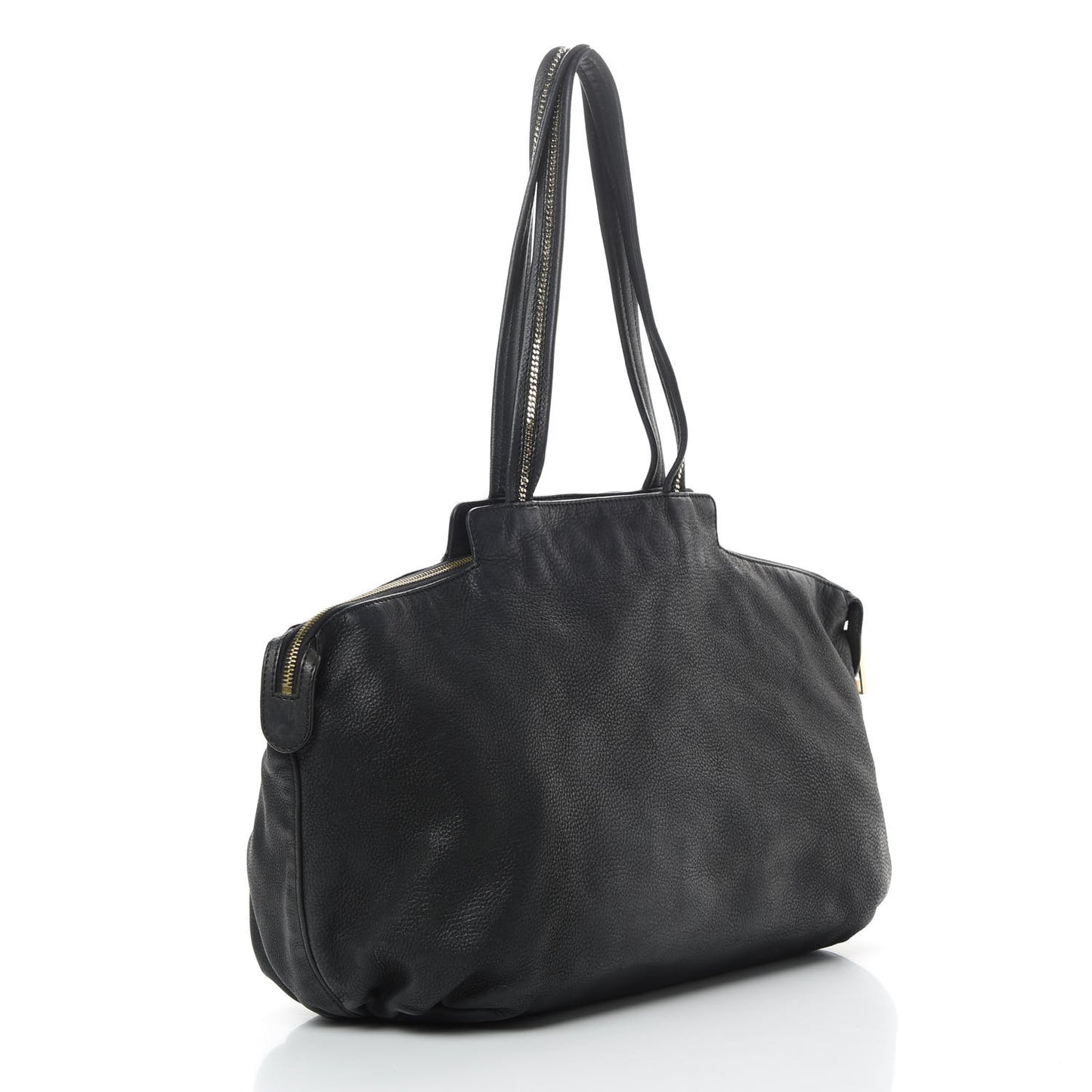 Metallic Nubuck Medium Chains Tote Black