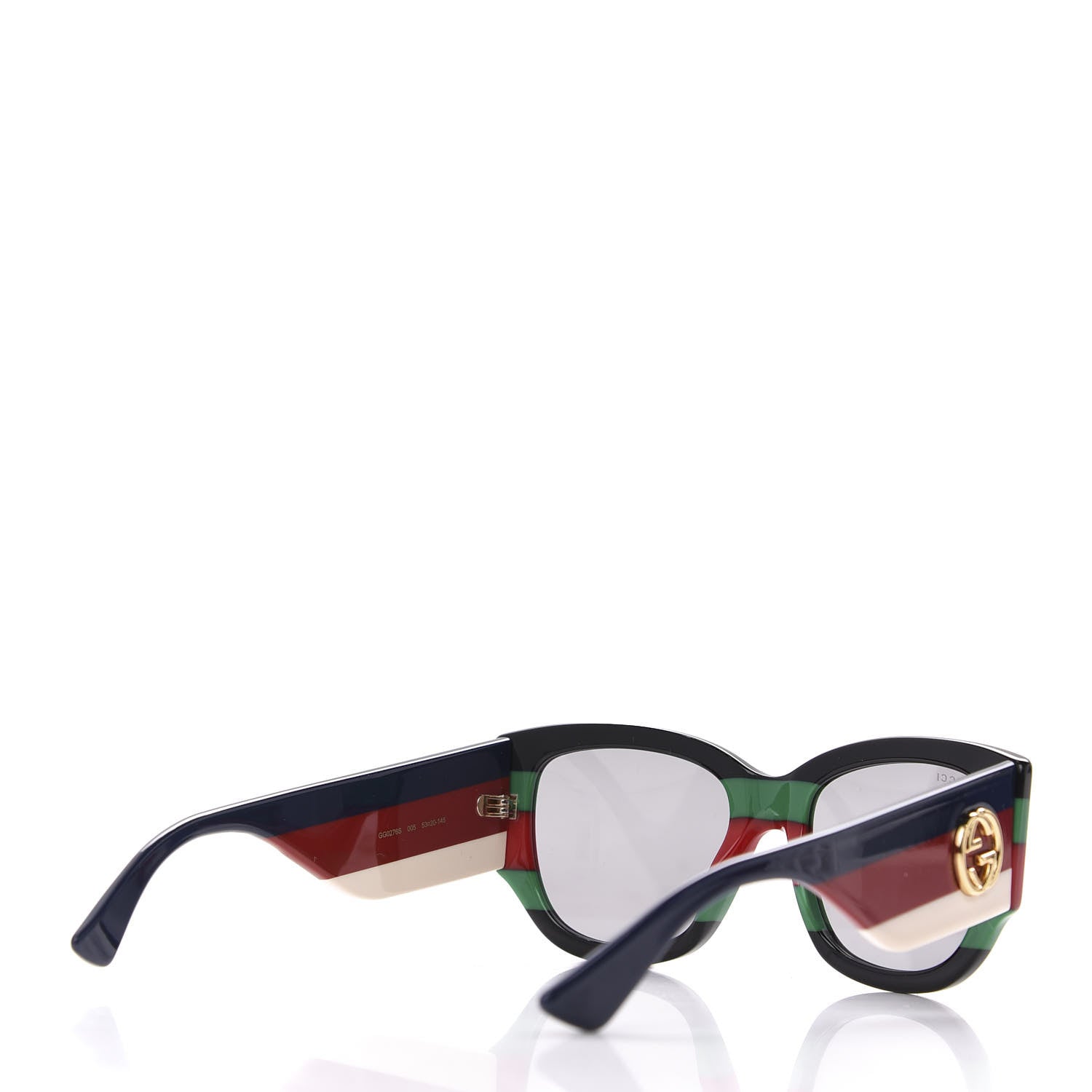 Gucci Acetate Web Oversized Frame Rectangle Sunglasses GG0276S Black Multicolor 3 of 9