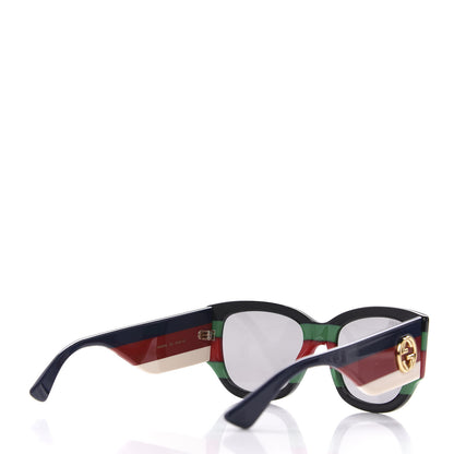 Gucci Acetate Web Oversized Frame Rectangle Sunglasses GG0276S Black Multicolor 3 of 9
