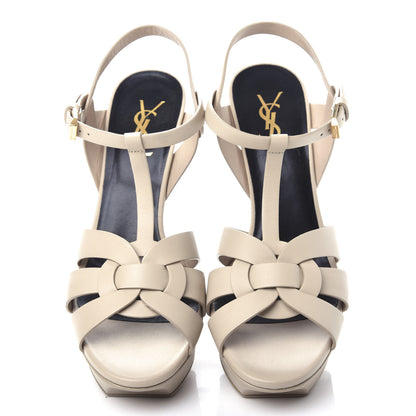 Saint Laurent Calfskin Tribute 75 Platform Sandals 39 Nude Powder 5 of 11