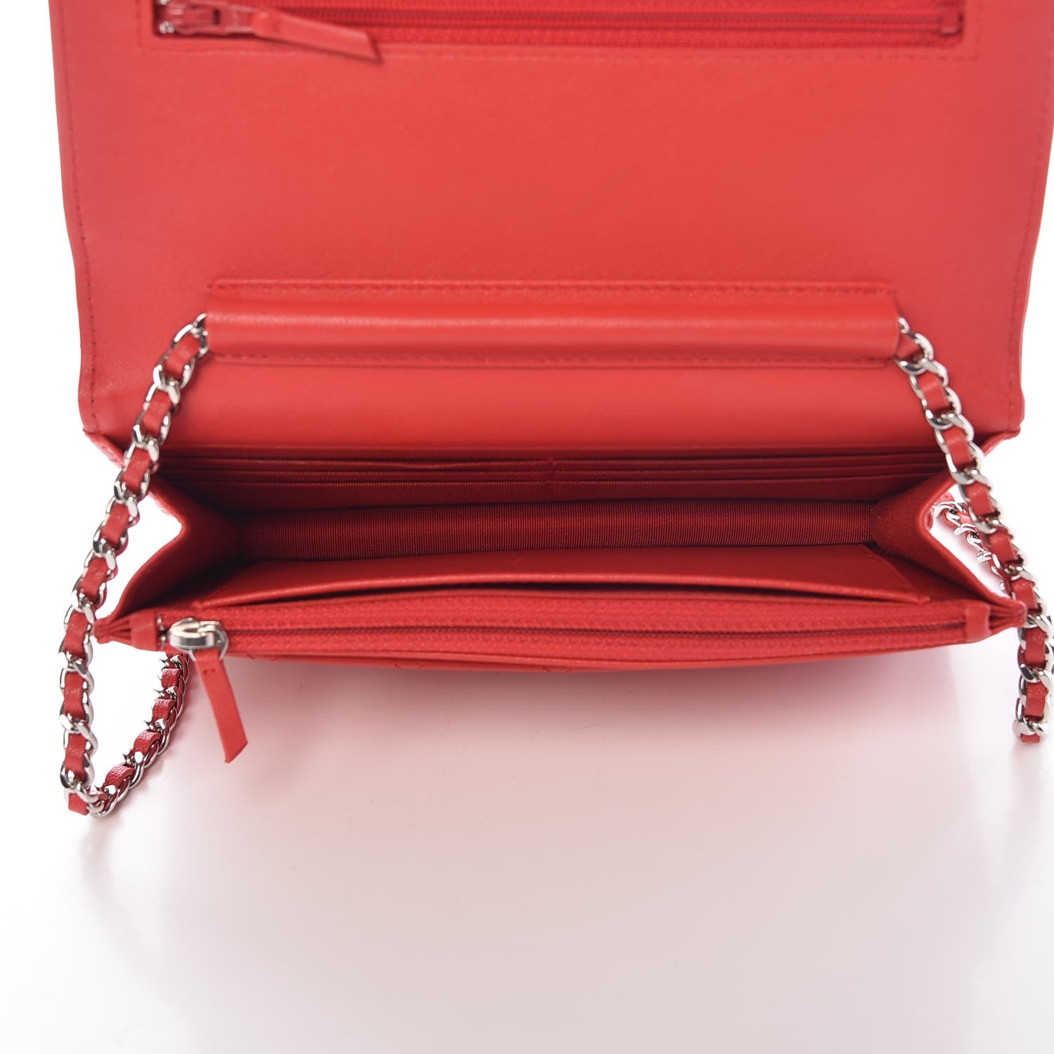 Chanel Grained Calfskin Quilted CC Box Wallet On Chain WOC Red 5 of 9