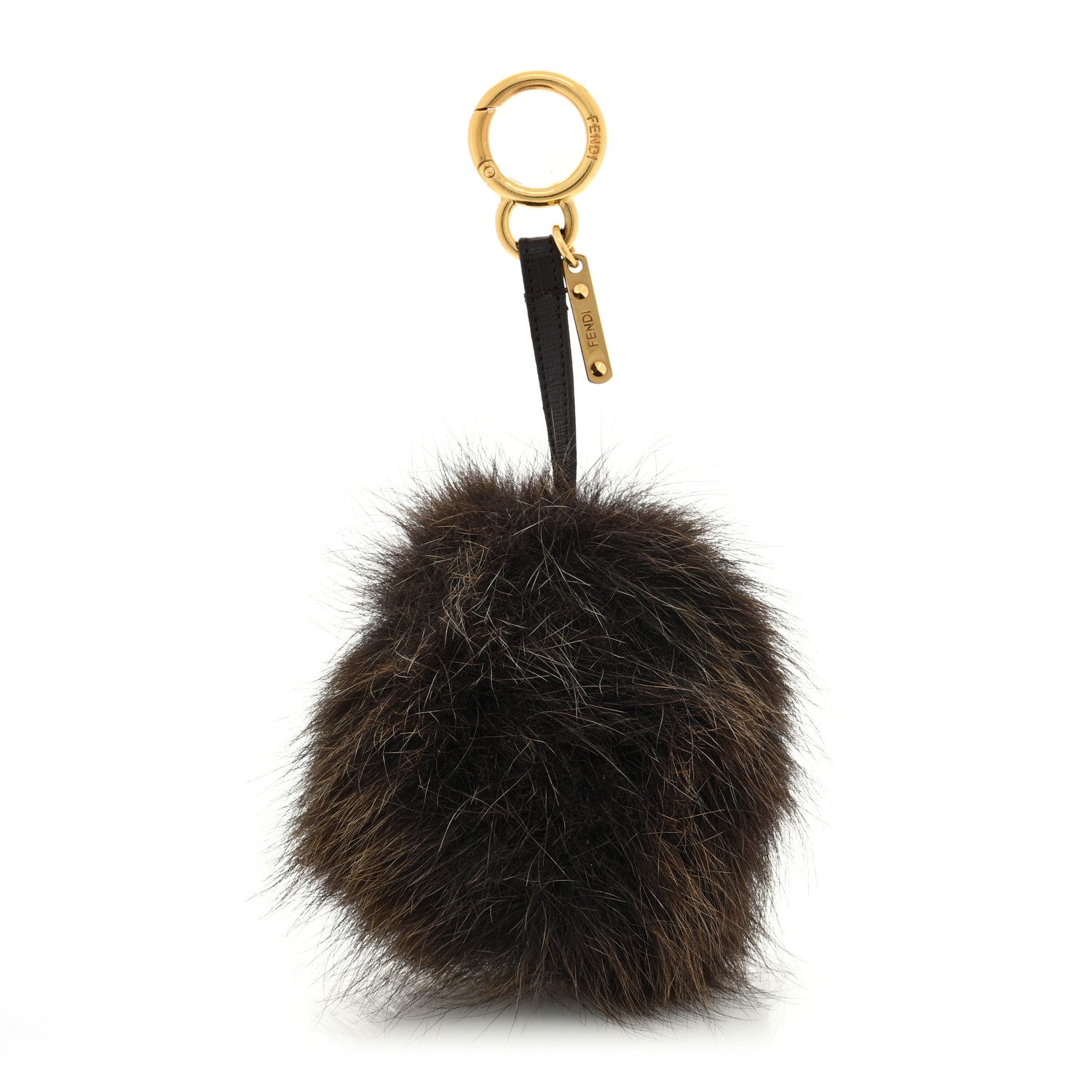 Fendi Fox Fur Vitello Elite Pom Pom Bag Charm Moro 1 of 3