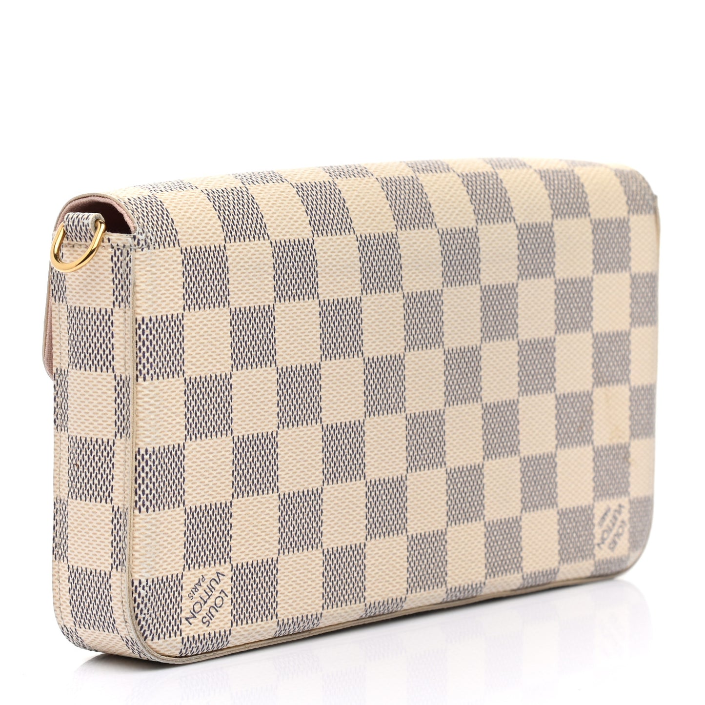 Damier Azur Pochette Felicie Chain Wallet Rose Ballerine