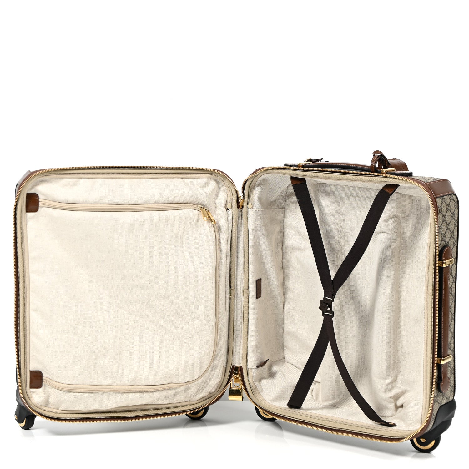 Gucci GG Supreme Monogram Azalea Calfskin Retro Interlocking G Carry On Trolley Beige Ebony Brown Sugar 4 of 12