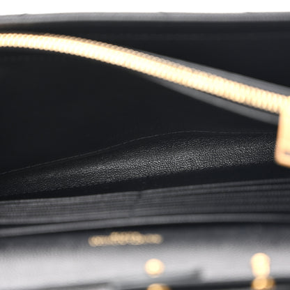 Saint Laurent Grain De Poudre Matelasse Chevron Monogram Chain Wallet Black 6 of 13