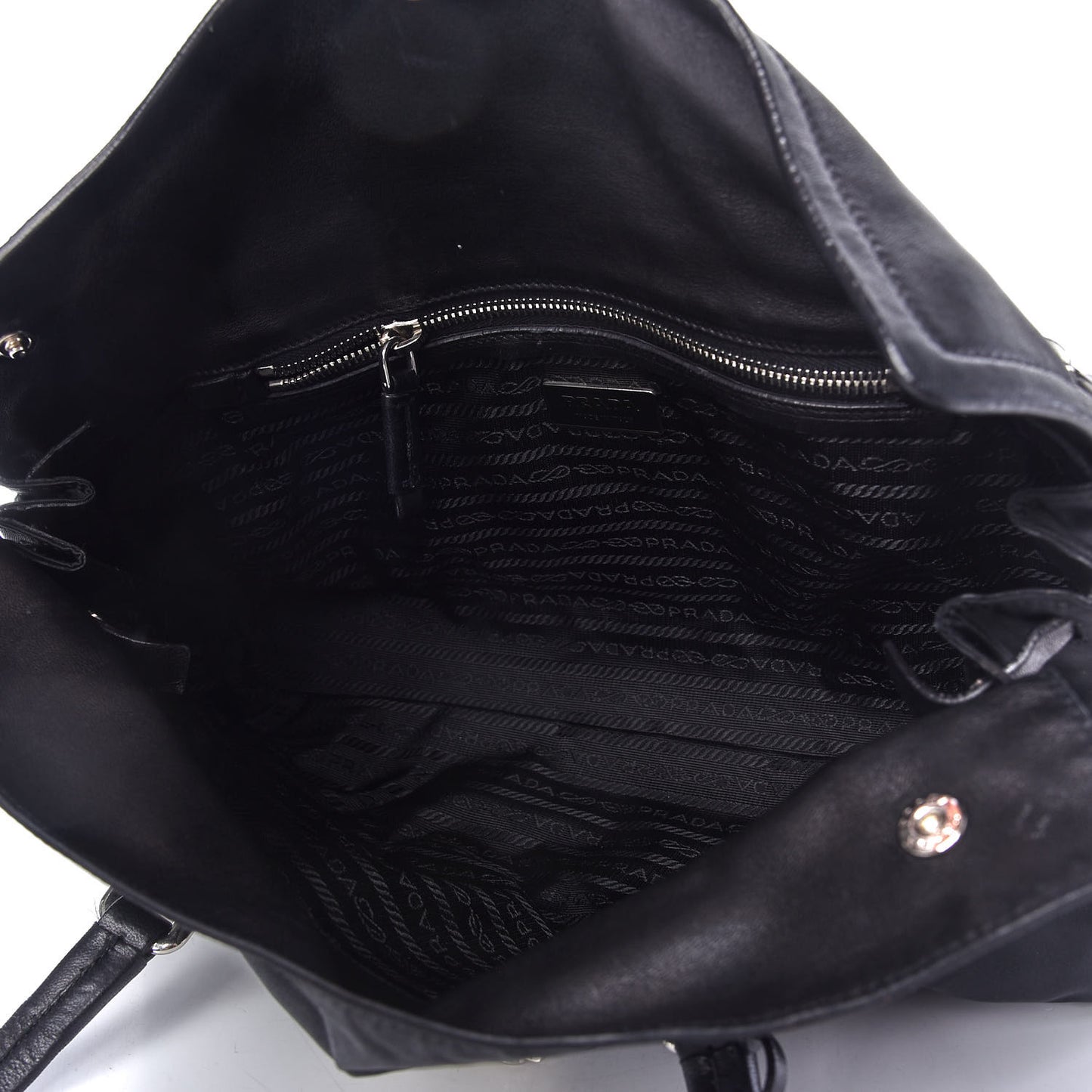 Tessuto Nylon Nappa Foldover Pushlock Satchel Black