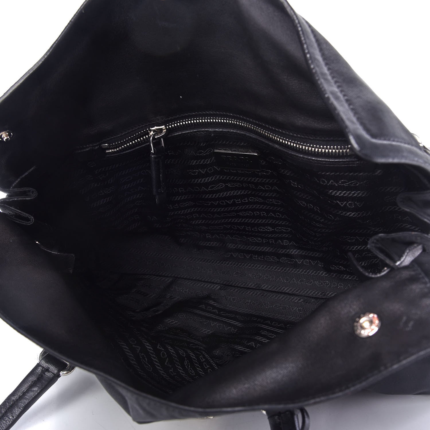 Prada Tessuto Nylon Nappa Foldover Pushlock Satchel Black 5 of 10