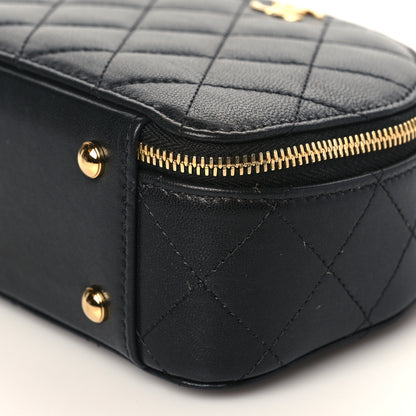 Chanel Lambskin Quilted Chic Riviera Top Handle Vanity Case Black 9 of 10