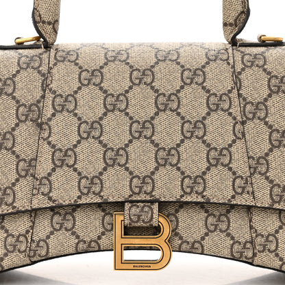 Balenciaga X GUCCI GG Supreme Monogram Small Hourglass Top Handle Bag Beige Ebony 7 of 9