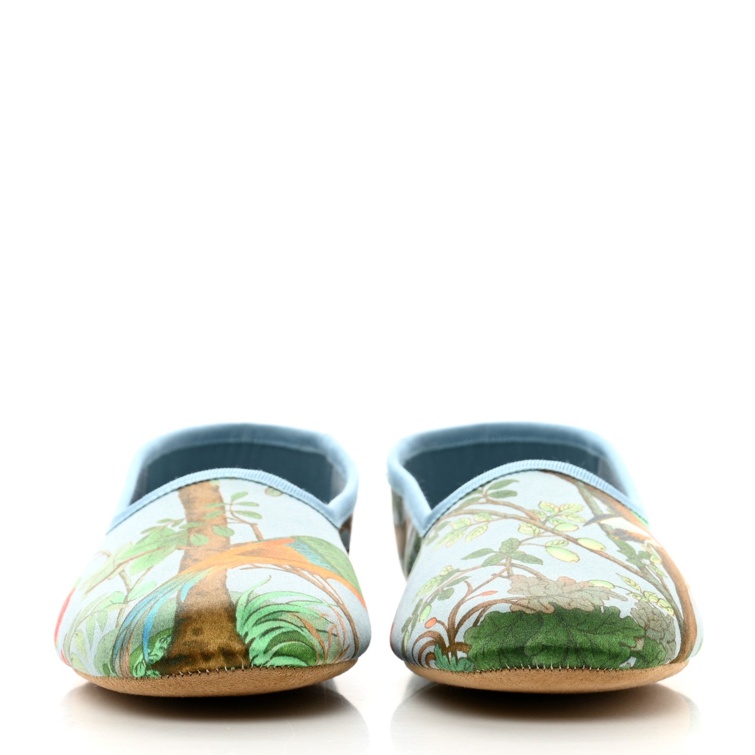 Gucci Satin Voyage Eco Tian Printed Womens Flats 36 Light Blue Multicolor 2 of 9