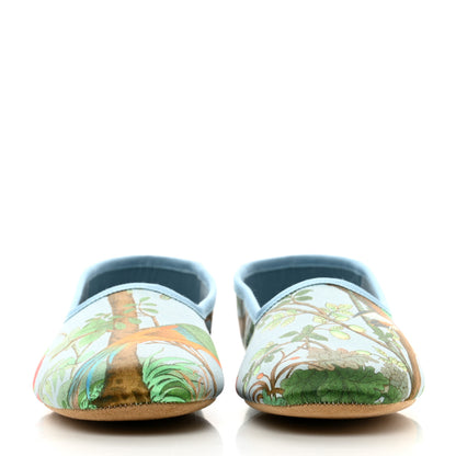 Gucci Satin Voyage Eco Tian Printed Womens Flats 36 Light Blue Multicolor 2 of 9