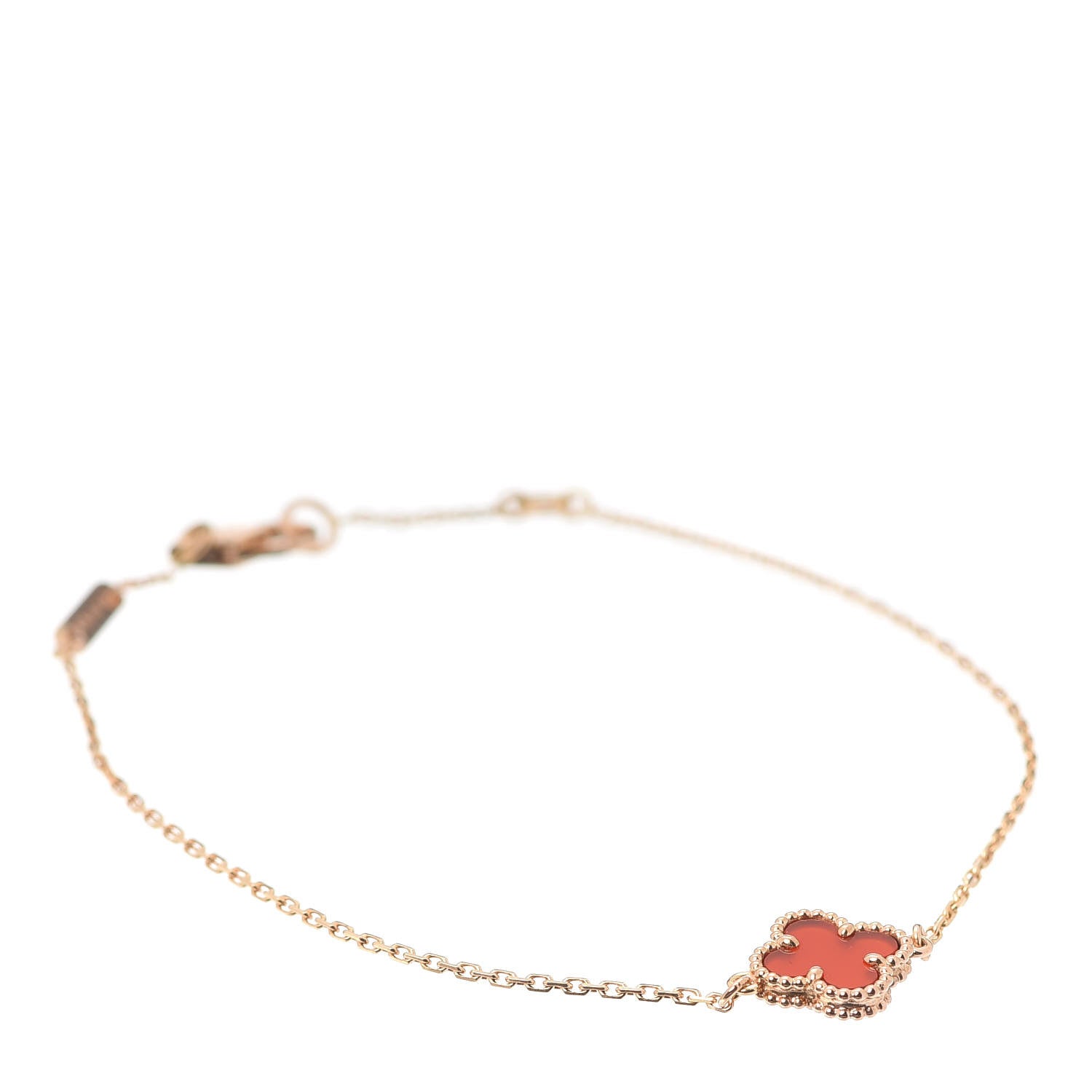 Van Cleef & Arpels 18K Rose Gold Carnelian Sweet Alhambra Bracelet 1 of 6