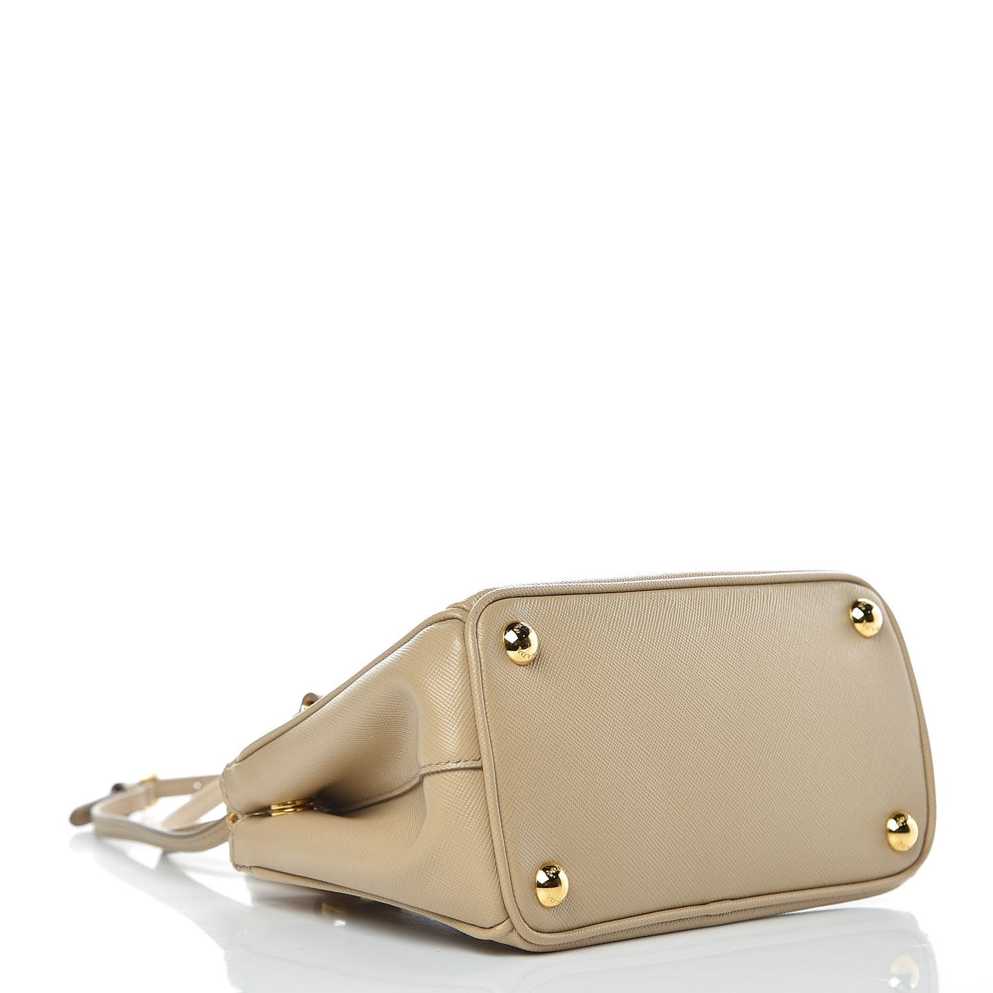 Saffiano Lux Micro Galleria Double Zip Tote Sabbia
