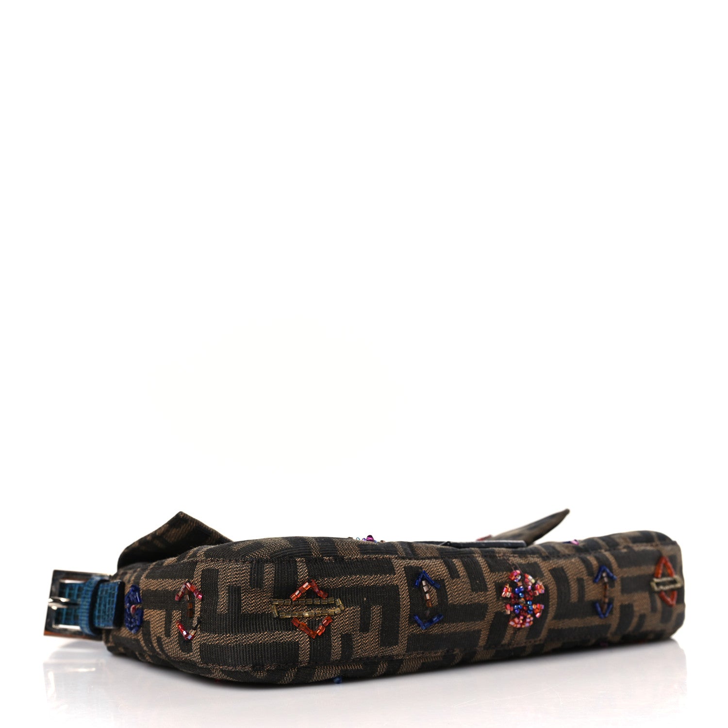 Fendi Zucca Lizard Embroidered Baguette Tobacco Multicolor 4 of 9