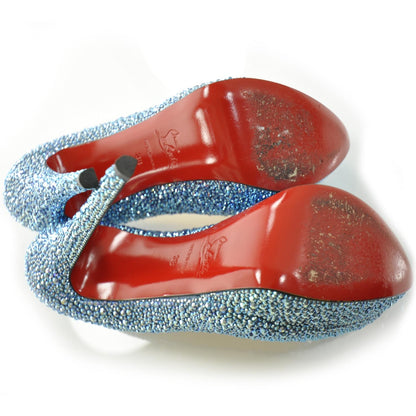 Christian Louboutin Strass Lady Peep 150 Pumps 38 Sapphire 5 of 7