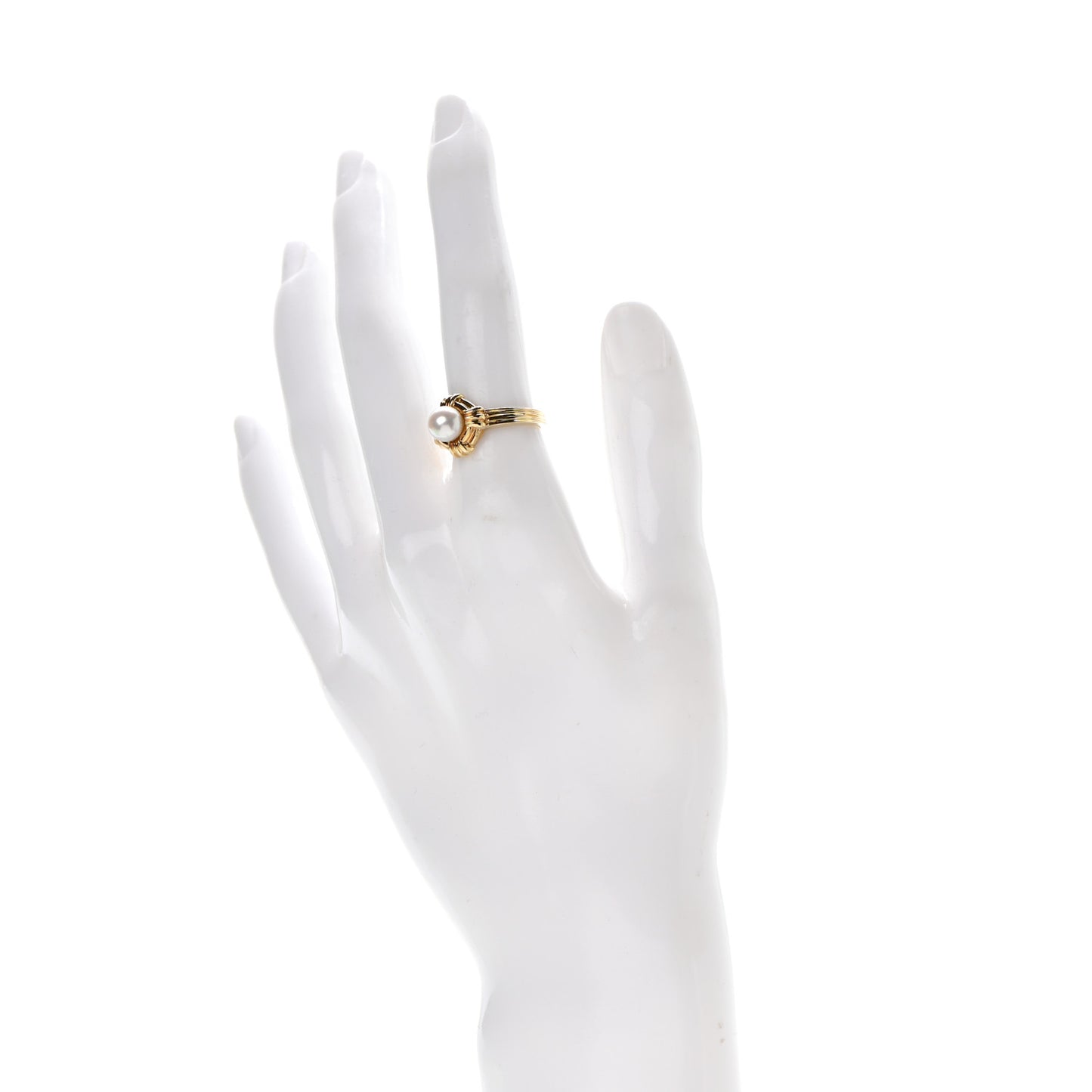 18K Yellow Gold Akoya Pearl 6mm Ring 51 5.75