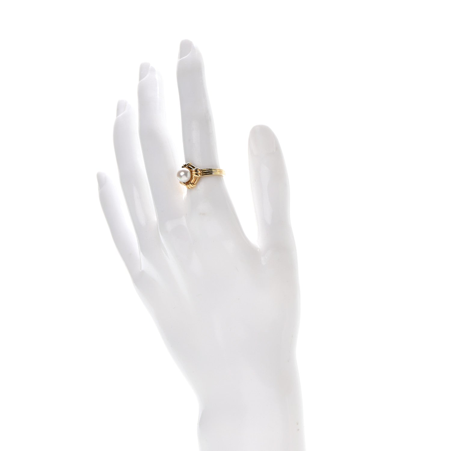 Tiffany 18K Yellow Gold Akoya Pearl 6mm Ring 51 5.75 2 of 6