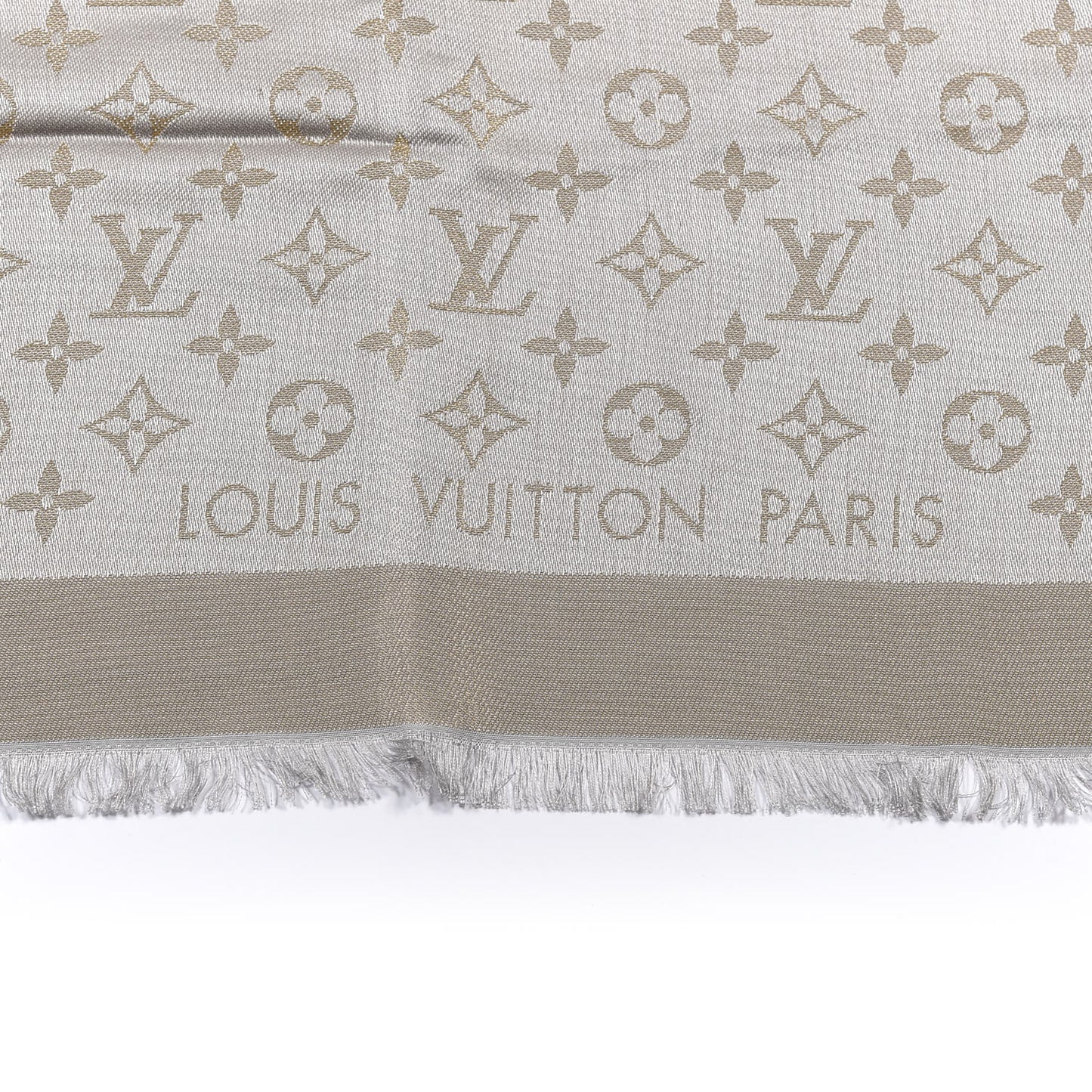 Silk Lurex Wool Monogram Shine Shawl Greige
