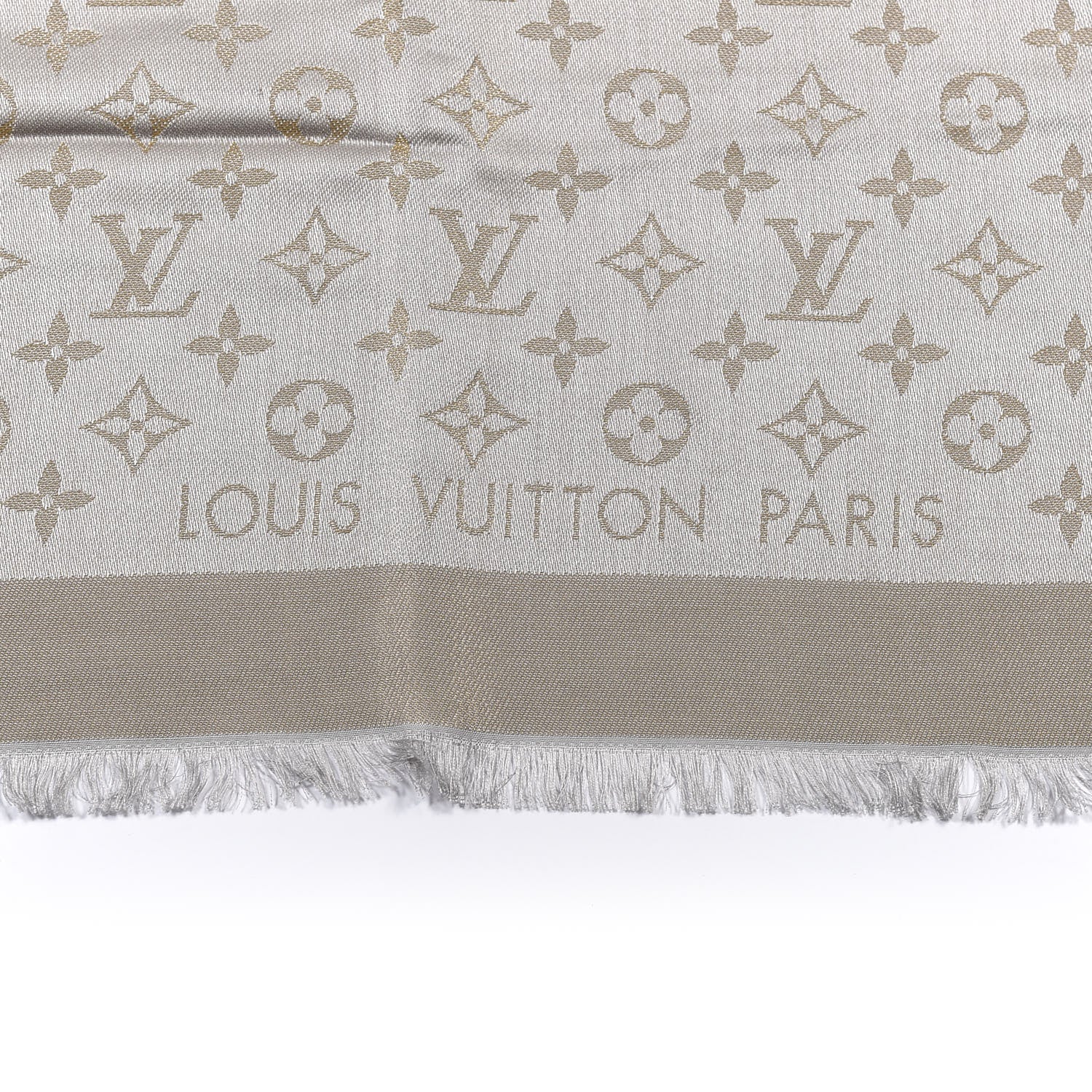 Louis Vuitton Silk Lurex Wool Monogram Shine Shawl Greige 2 of 3