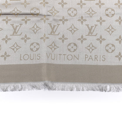 Louis Vuitton Silk Lurex Wool Monogram Shine Shawl Greige 2 of 3
