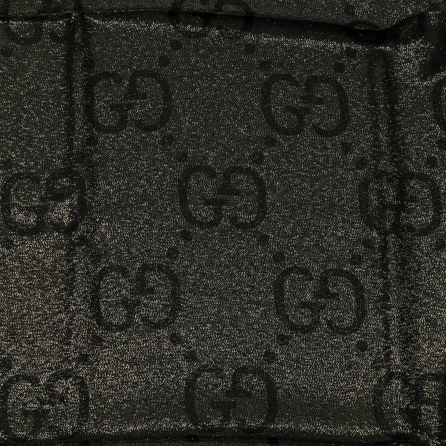 Gucci Wool Silk Jacquard Lame GG Monogram Atarest Lux Square Shawl Black Gold 3 of 3
