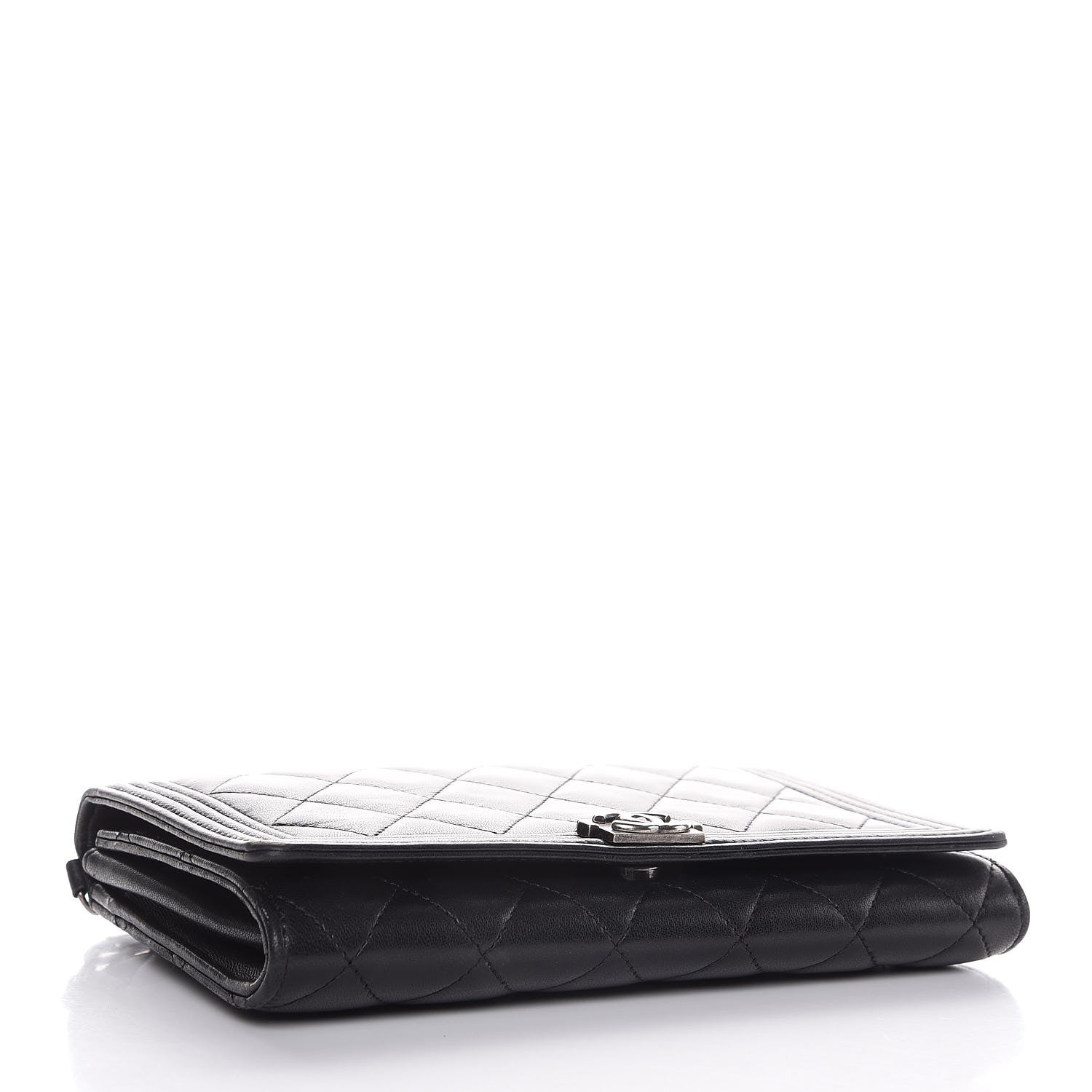 Chanel Lambskin Quilted Boy Wallet On Removable Chain WOC Black 4 of 9