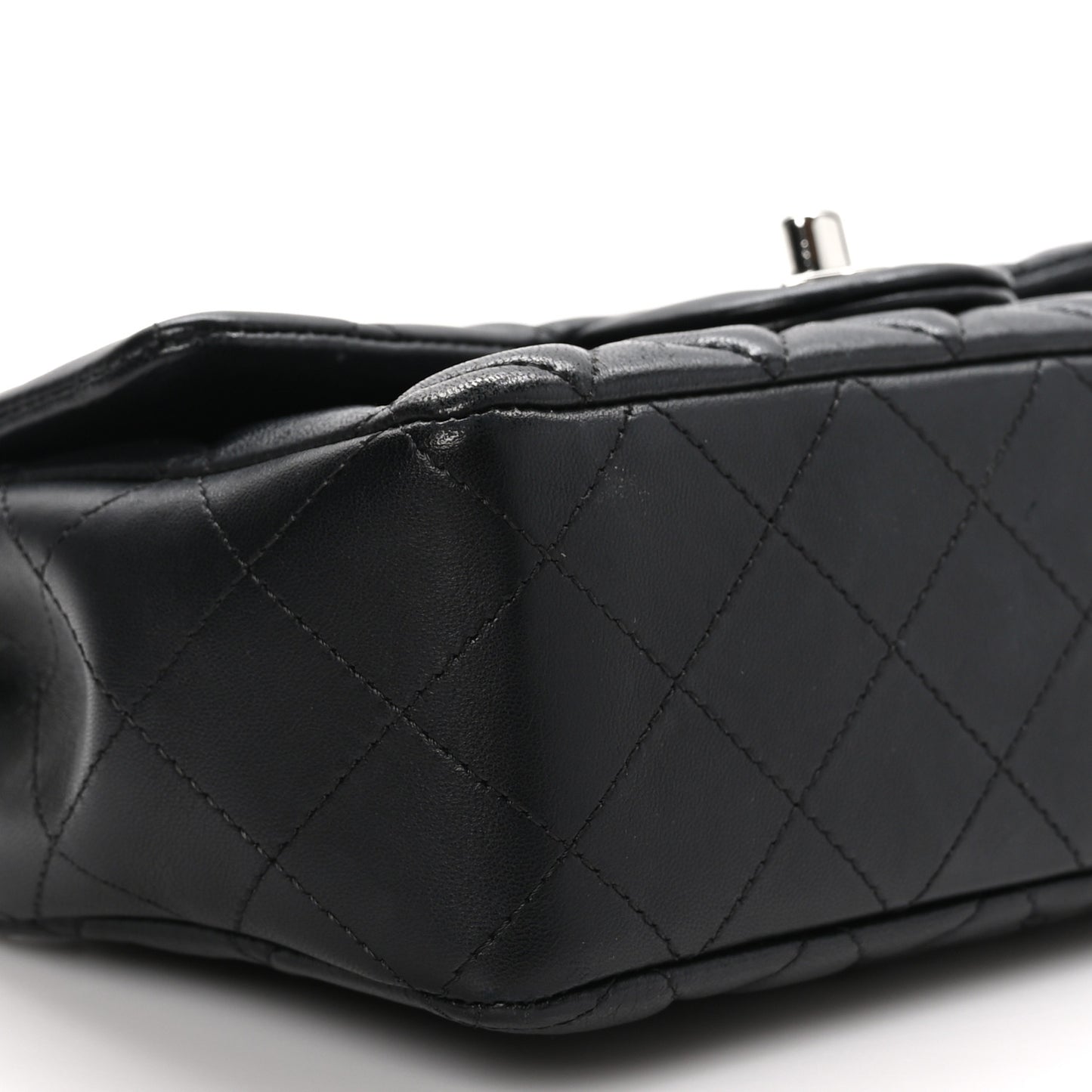 Lambskin Quilted Mini Rectangular Flap Black