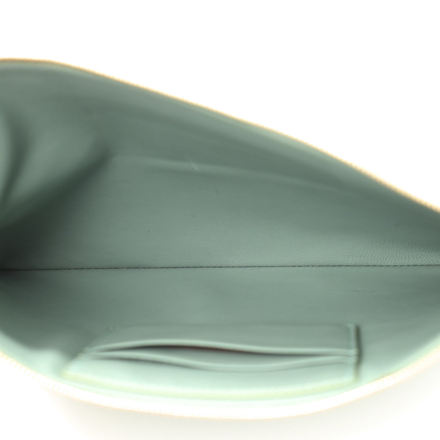 Plastic Bag with Cloudy Lambskin Solo Zip Pouch Clutch Lime