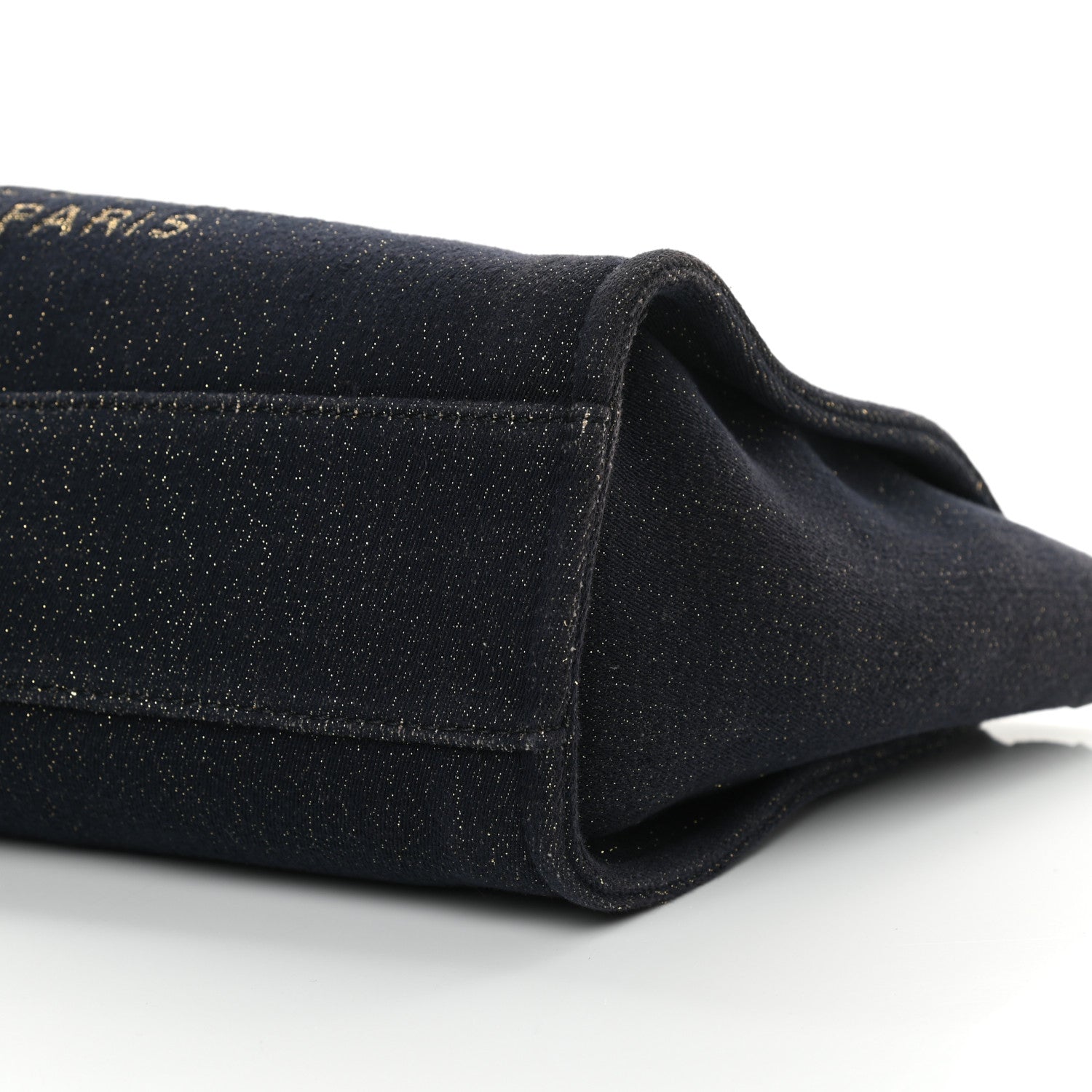 Chanel Lurex Canvas Small Deauville Tote Navy Blue Gold 10 of 11