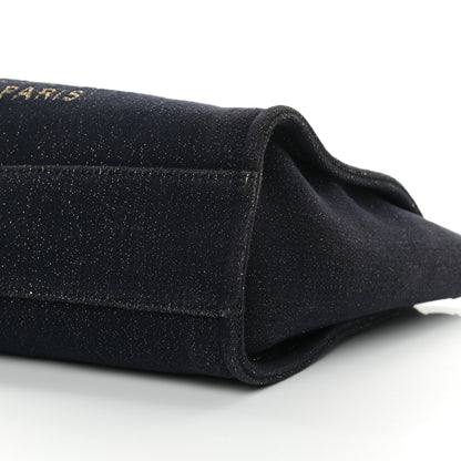Chanel Lurex Canvas Small Deauville Tote Navy Blue Gold 10 of 11