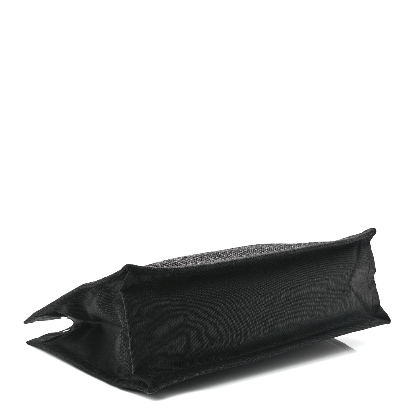 Raffia Linen Calfskin Rive Gauche Tote Black