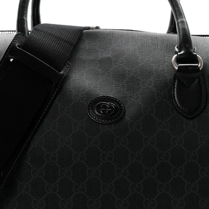 Gucci GG Supreme Monogram Azalea Calfskin Retro Interlocking G Large Duffle Bag Black Grey 6 of 8