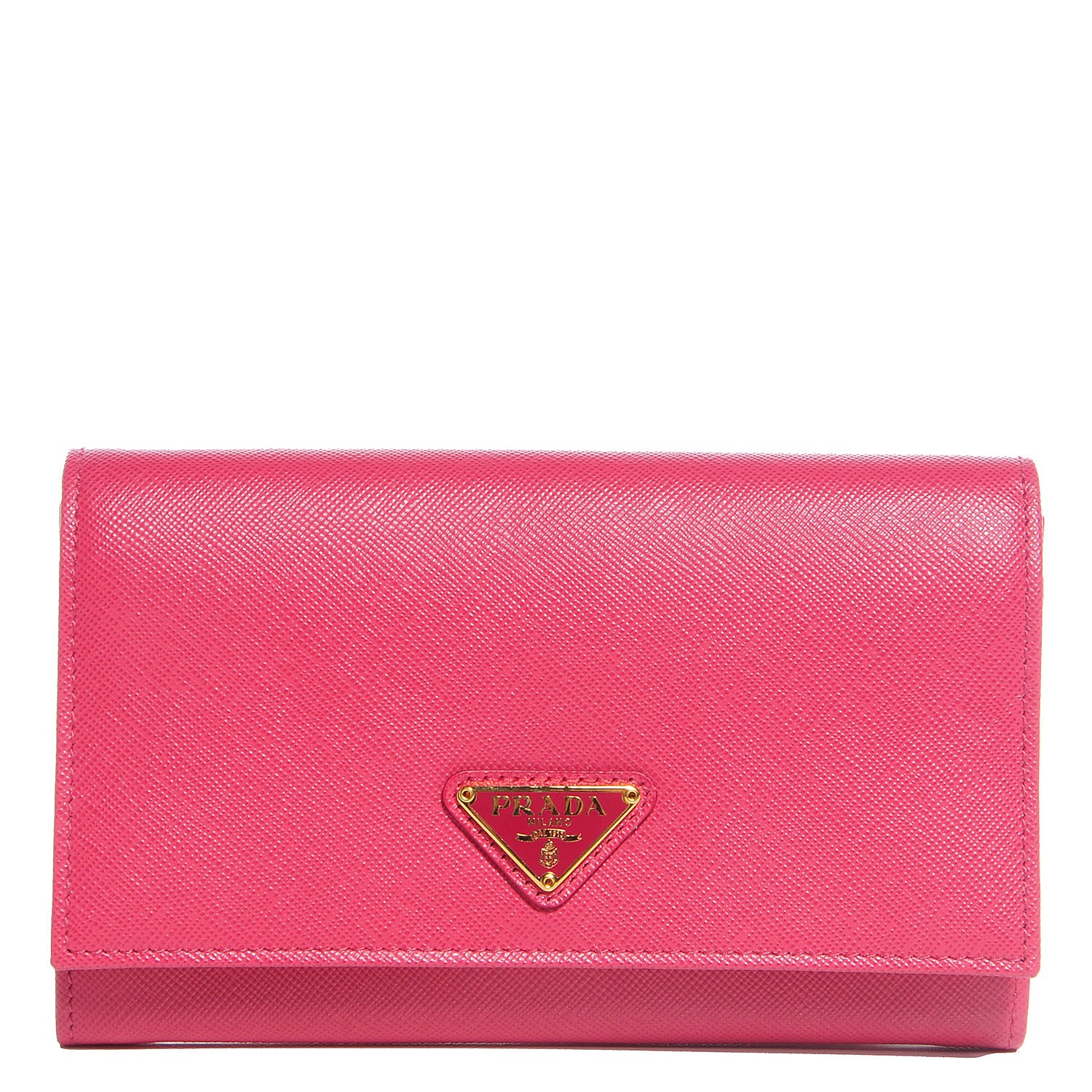 Prada Saffiano Triangle Flap Wallet Peonia 1 of 11
