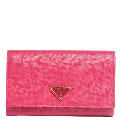 Prada Saffiano Triangle Flap Wallet Peonia 1 of 11