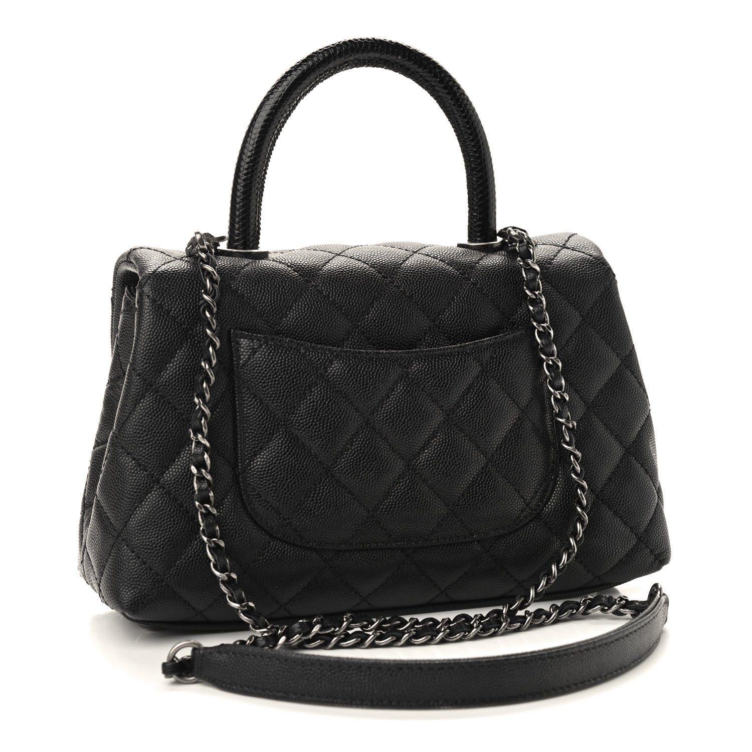 Chanel Caviar Lizard Embossed Quilted Mini Coco Handle Flap Black 2 of 8