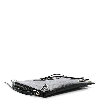 Balenciaga Chevre Silver Metallic Edge Hardware Pouch Black 4 of 7