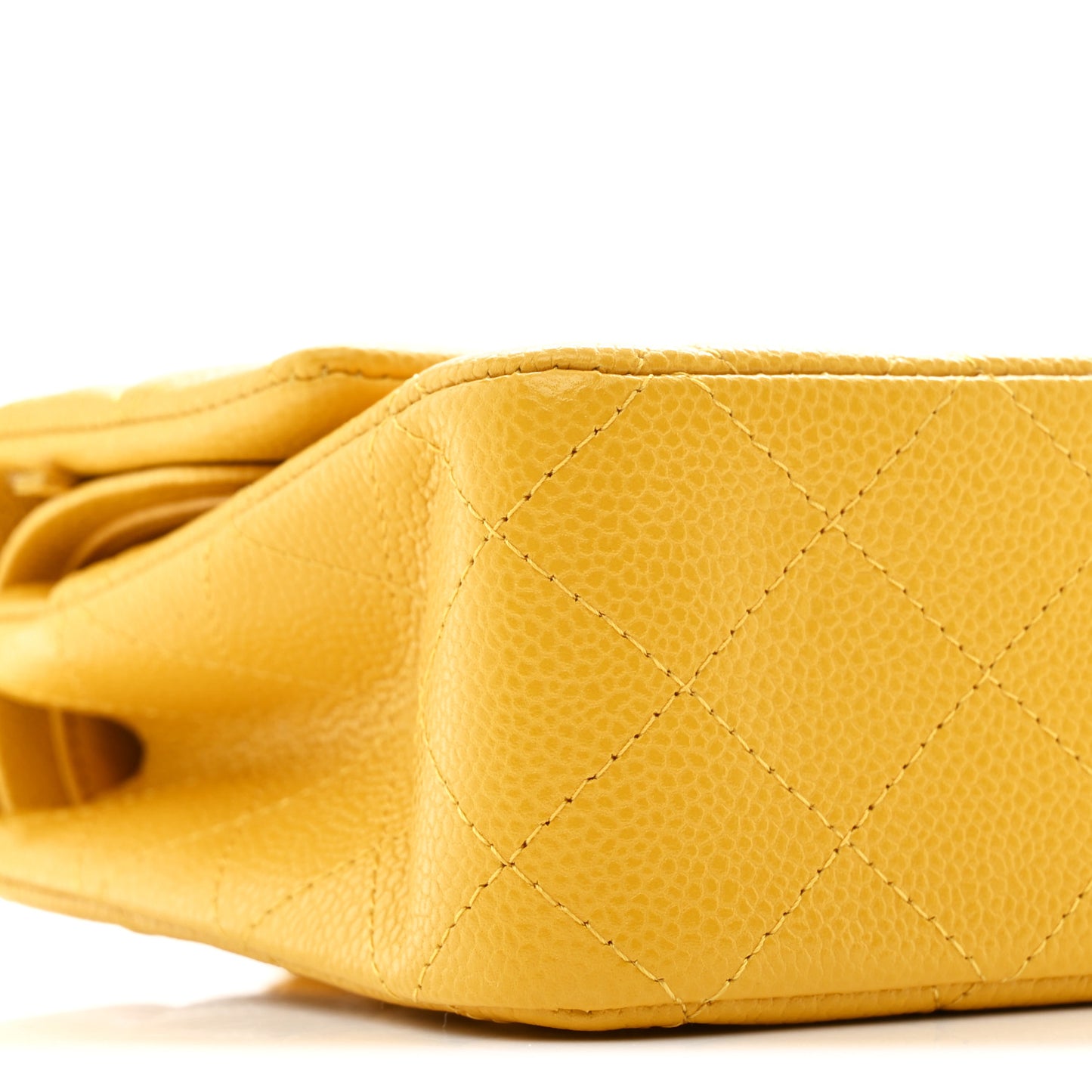 Caviar Quilted Medium Double Flap Yellow