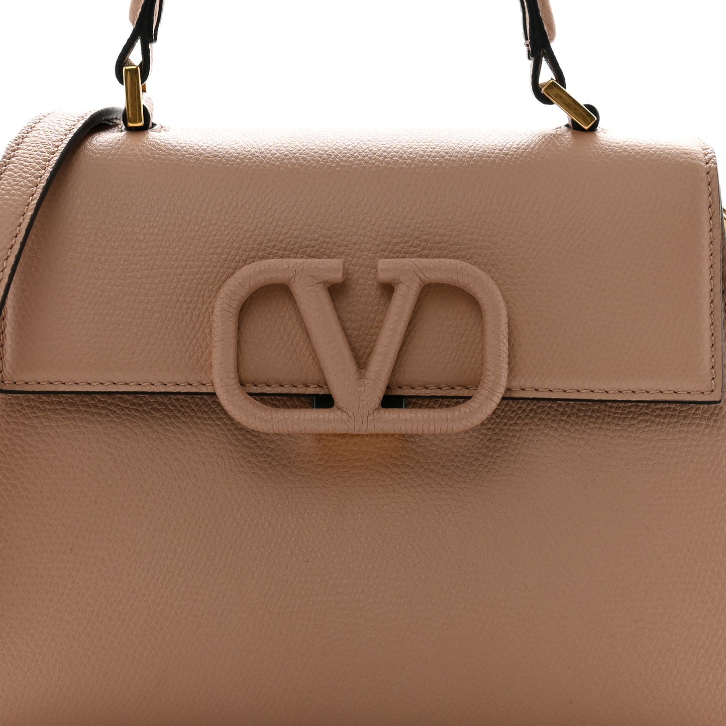 Grainy Calfskin Small VSling Top Handle Bag Poudre