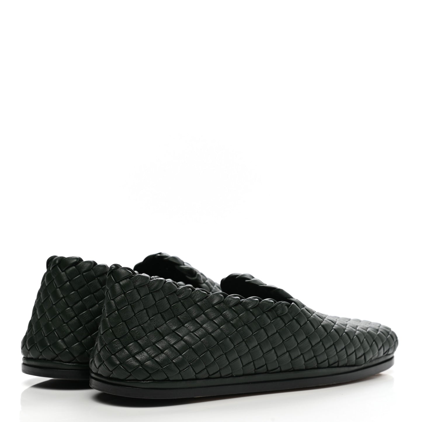 Nappa Intrecciato Mens Loafers 39.5 Dark Green