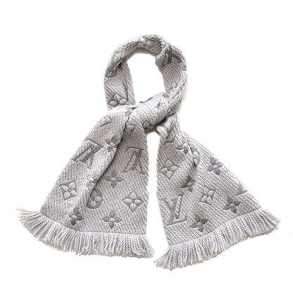 Louis Vuitton Wool Silk Logomania Scarf Pearl Grey 1 of 4